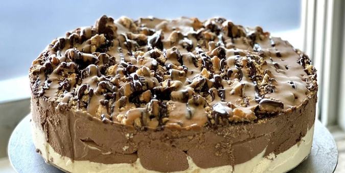 Ice cream cake with sprinkles and birthday candles